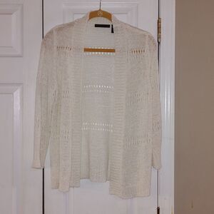 Preswick & Moore white open front summer spring cardigan Sz M
